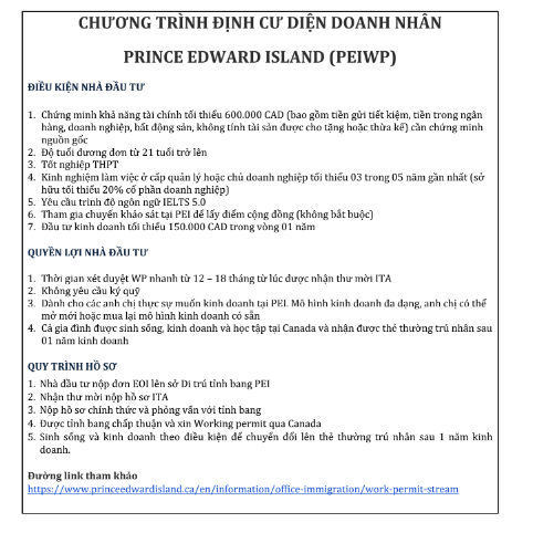 Doanh nhân PEI – Prince Edward Island Doanh nhân PEI - Prince Edward Island