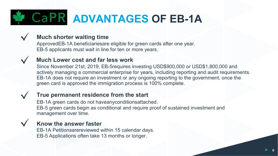 Lợi thế của Định cư Mỹ EB-1A