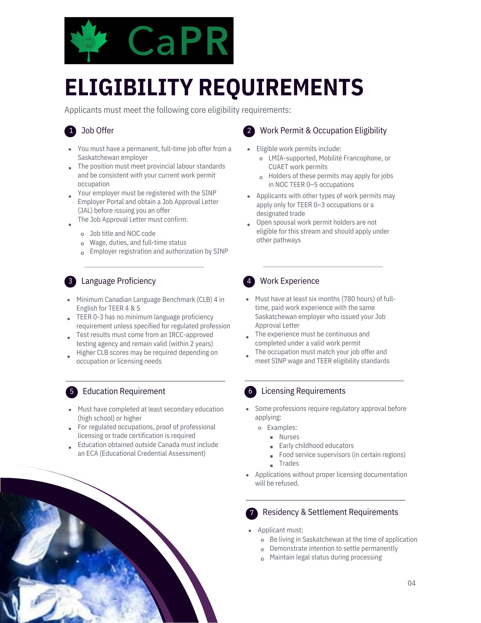 Điều kiện Nhập cư Canada diện SINP với Work Permit hiện tại