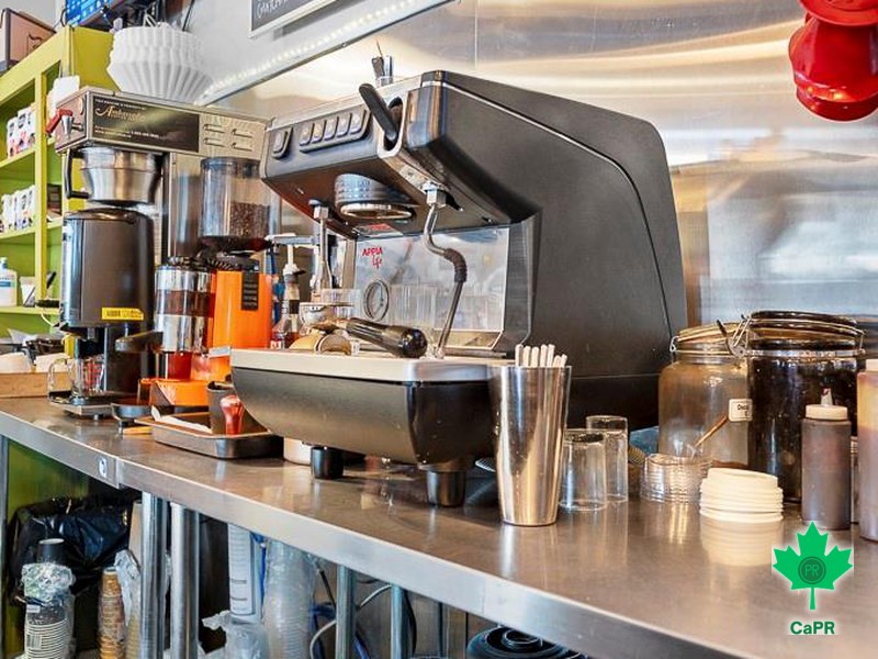 Máy pha espresso và quầy inox pha chế