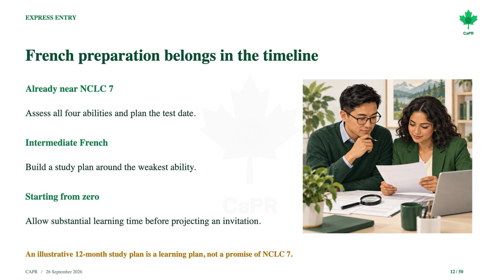 Slide webinar CaPR: thời gian học tiếng Pháp để tăng điểm CRS