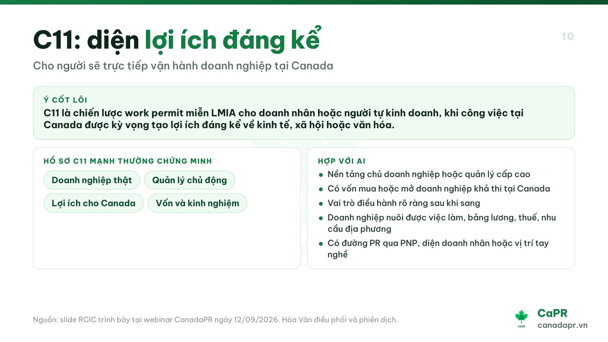 C11 là gì: work permit diện lợi ích đáng kể cho chủ doanh nghiệp
