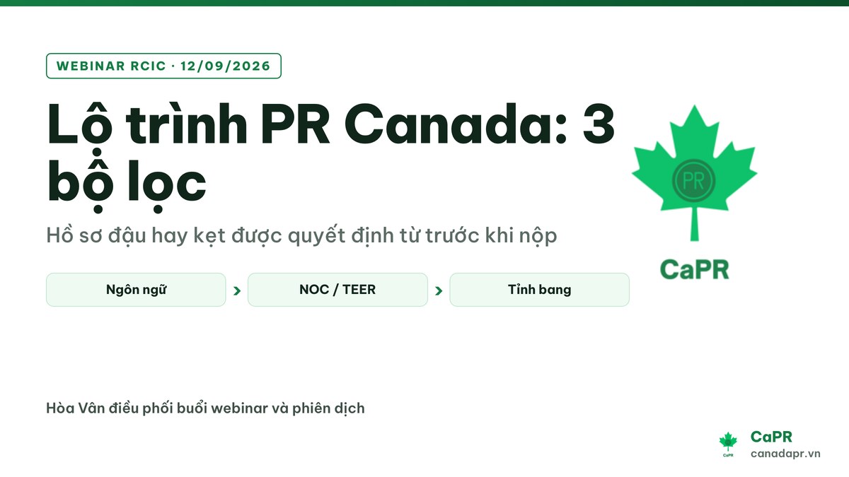 lộ trình PR Canada