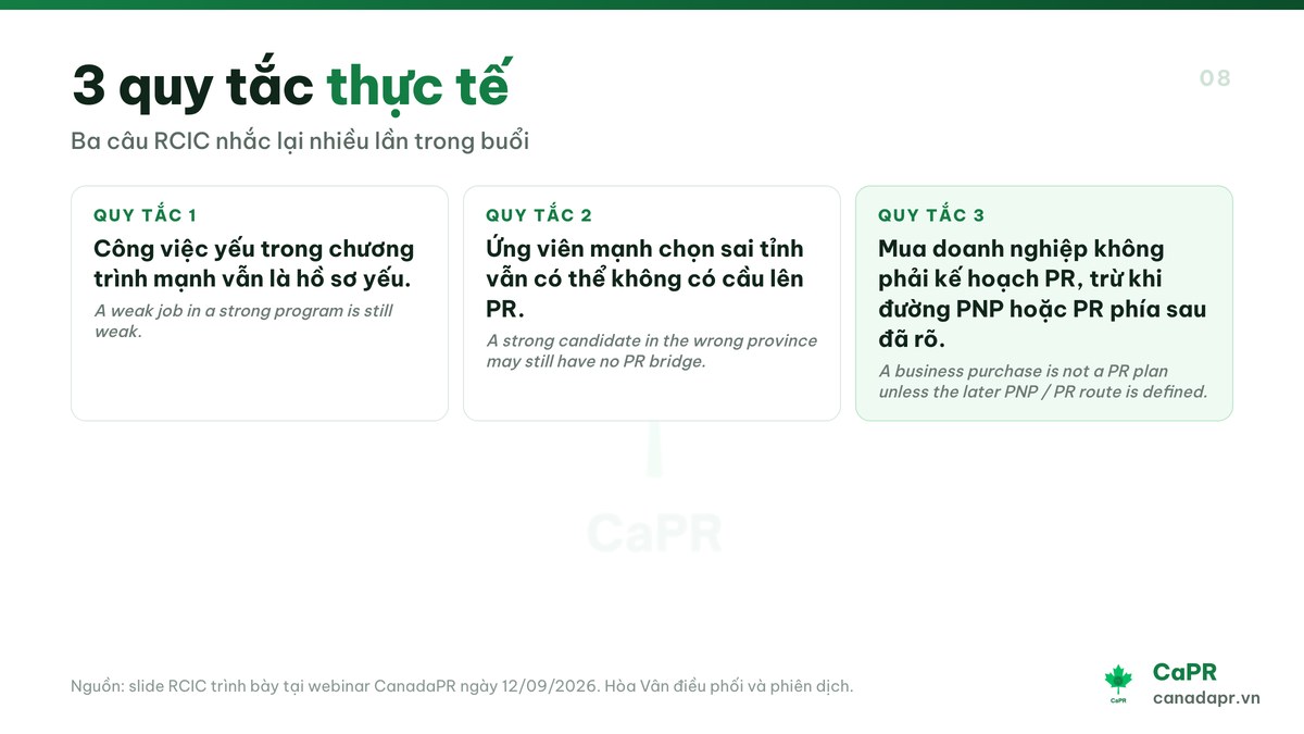 Ba quy tắc thực tế khi chọn lộ trình PR Canada