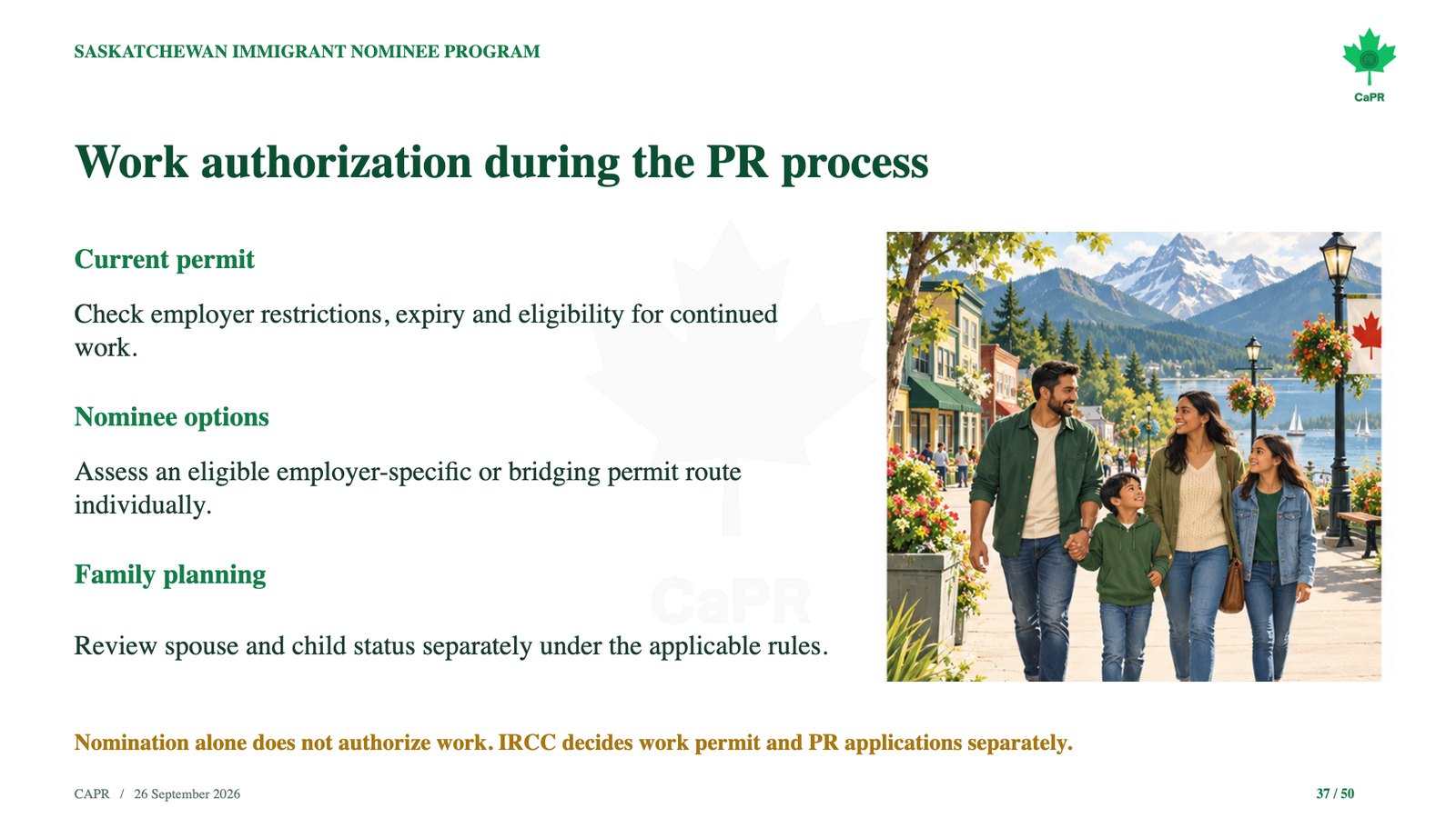 Slide webinar CaPR: giấy phép làm việc trong lúc chờ PR diện SINP