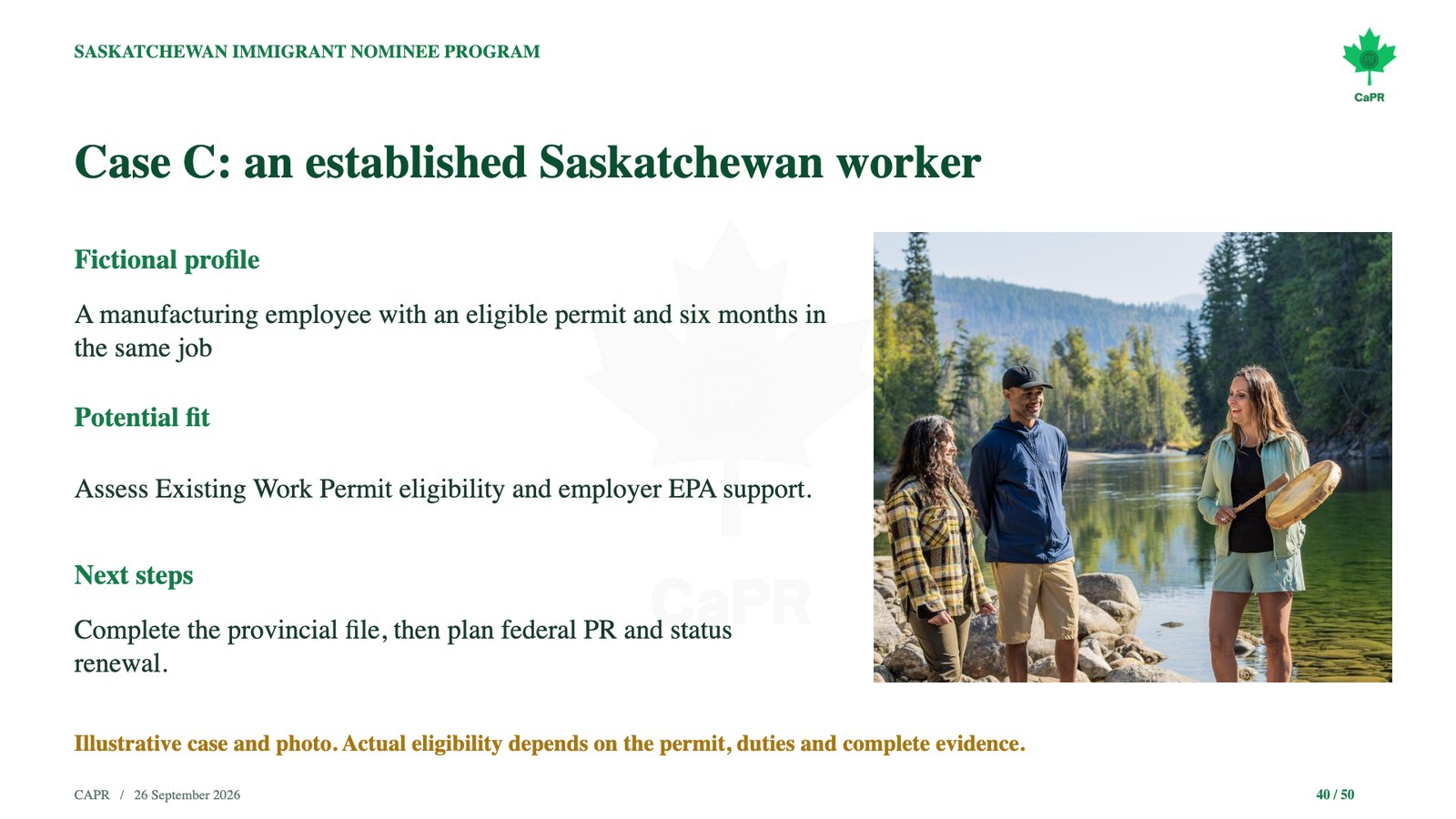Slide webinar CaPR: Case C, người lao động ngành sản xuất tại Saskatchewan