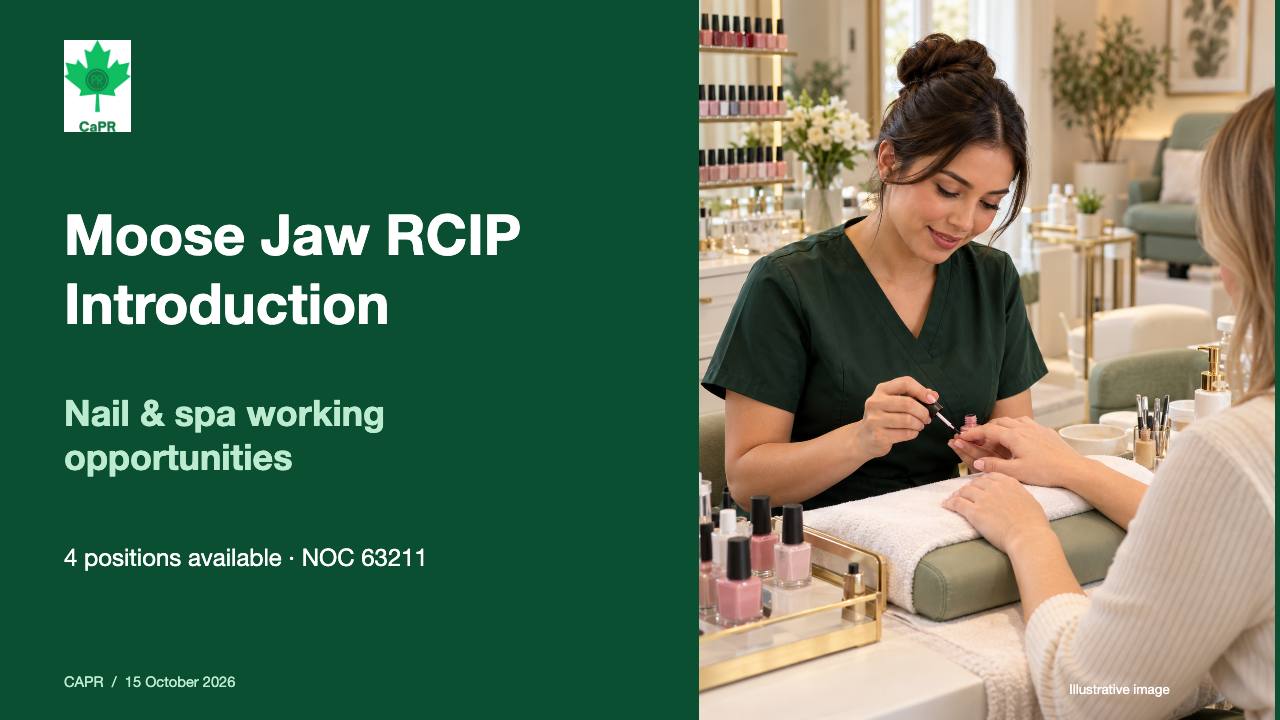 Slide 1 - Moose Jaw RCIP: cơ hội việc làm nail spa, 4 vị trí NOC 63211