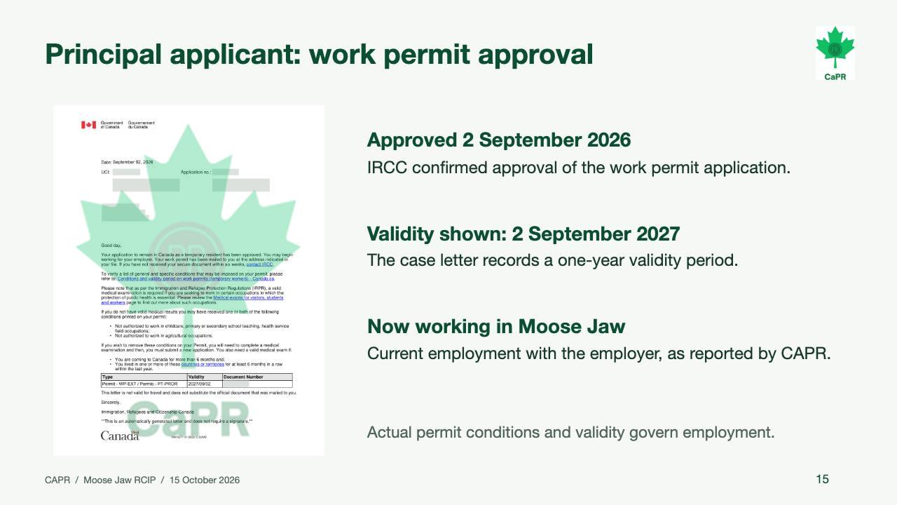 Slide 15 - Work permit của người đứng đơn được duyệt