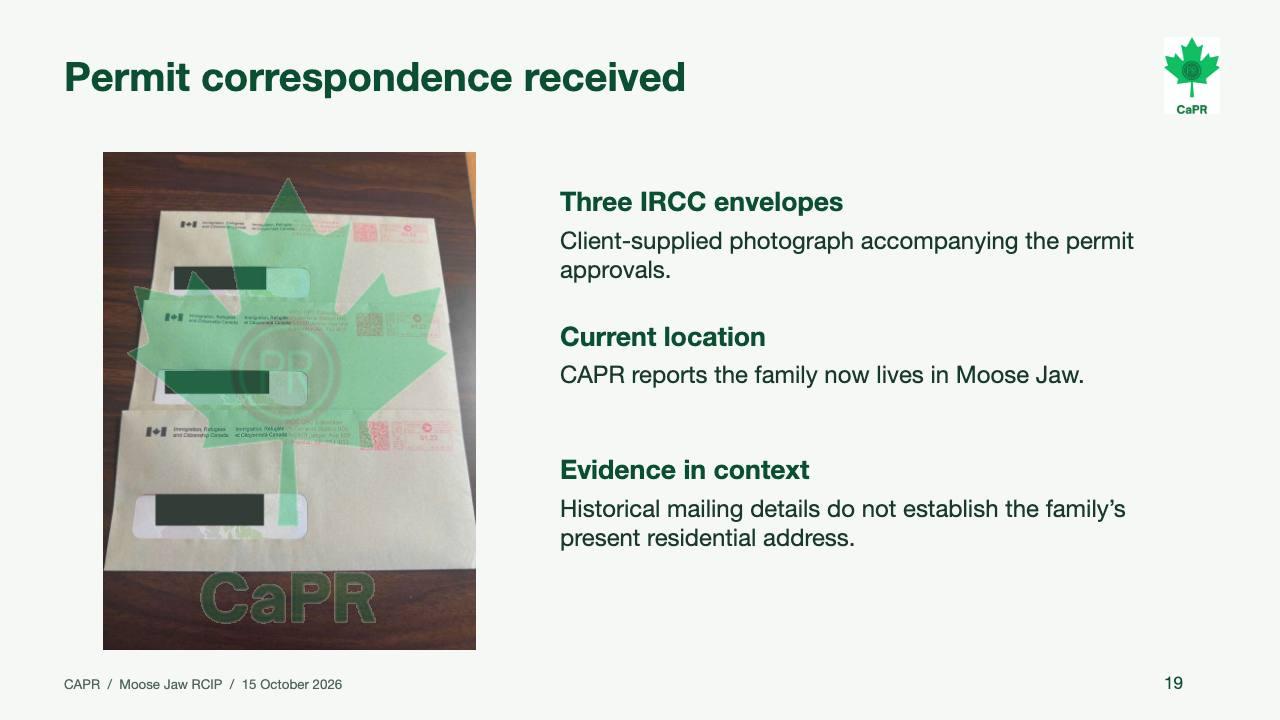 Slide 19 - Ba phong bì IRCC gửi giấy phép