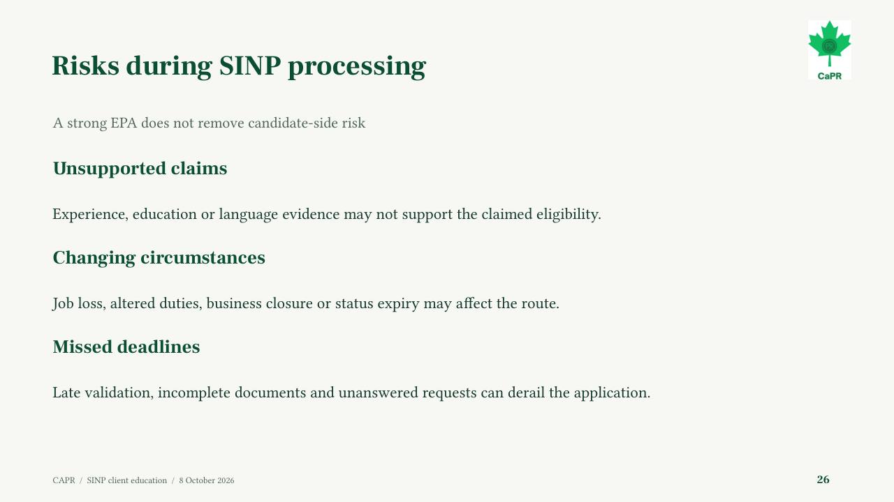 Slide 26 - Rủi ro trong lúc SINP xét hồ sơ